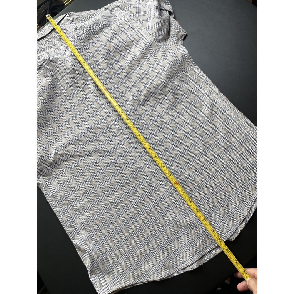 Untuckit Large Slim Fit Polyester Gray Blue Brown Plaid Long Sleeve from 2022 - Picture 13 of 14